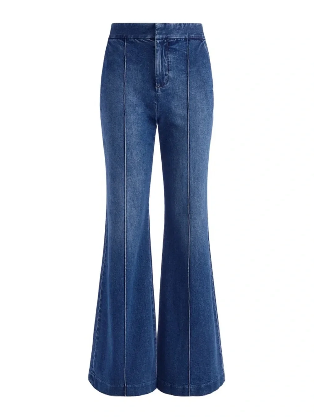 Alice + Olivia Dark Blue High-Waist Wide-Leg Jeans (28)